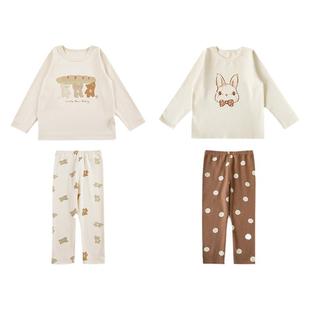 幼悠女童冬季小动物印花家居服套装儿童舒适亲肤保暖睡衣两件套潮