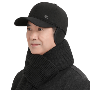 中老年人帽子男士秋冬天爸爸加绒护耳保暖鸭舌帽爷爷老头防寒帽冬