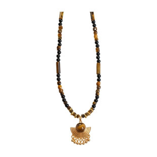 《吟游诗人》原创小众美拉德民族风复古虎眼石串珠流苏项链毛衣链