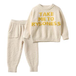RYSONMOON男童女童a类睡衣秋冬保暖字母9支颗粒绒柔软保暖家居服