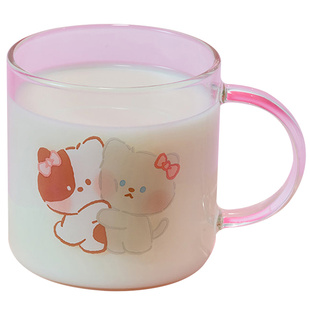 LINE FRIENDS布朗熊minini猫咪玻璃水杯马克杯饮料杯家用牛奶杯子