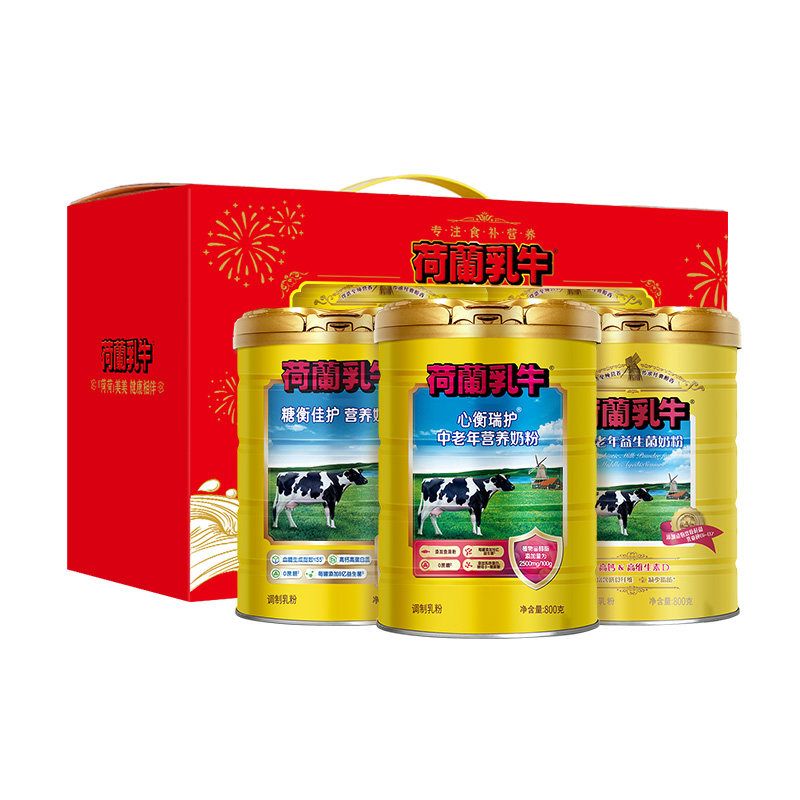 荷兰乳牛中老年营养益生菌奶粉低GI奶粉800g高钙富硒礼盒