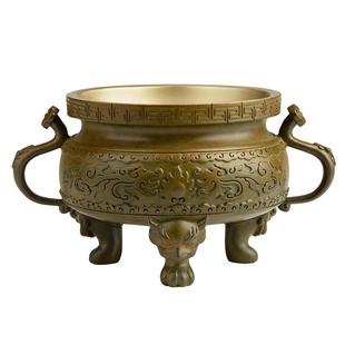 铜师傅《聚宝盆》玄关桌面铜摆件 家居装饰工艺品