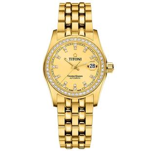 Titoni瑞士梅花手表女士腕表宇宙系列日历夜光机械表款官方旗舰店