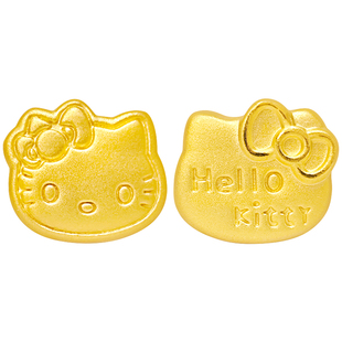 999黄金饼干kt猫转运珠手串足金HelloKitty手链3D硬金饼干猫手绳