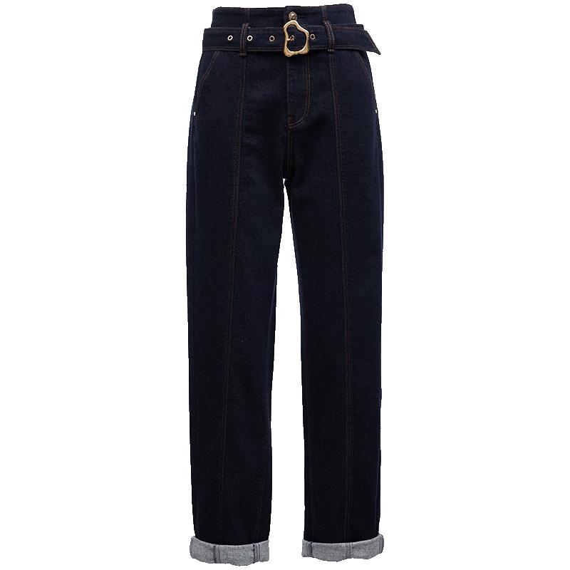 【ONLY奥莱】冬季加绒个性高腰锥形裤九分裤牛仔裤女