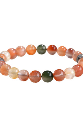 盖亚回声 天然浓郁款彩兔毛圆珠手链 深色彩兔毛散珠手串