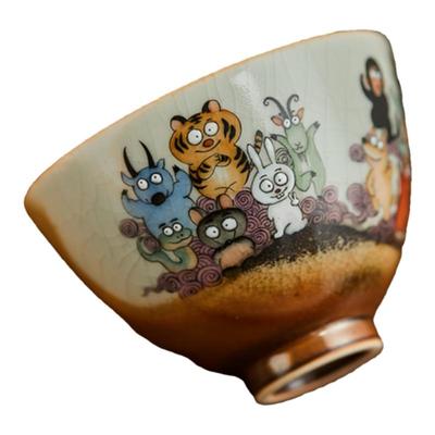 勾画茶器陶瓷十二生肖功夫茶杯