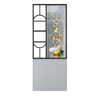 新型现代简约轻奢客厅艺术画长虹玻璃屏风入户鞋柜一体卫生间隔断