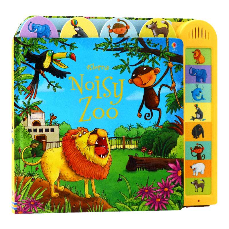 Usborne出品 闹闹发声书 动物园 Noisy Zoo 英文原版绘本 儿童英语启蒙图画认知纸板有声书 触碰按钮即可发声 大开
