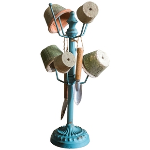 掬涵复古做旧铁艺花盆拖架杯架挂架杂货花园庭院装饰摆件收纳