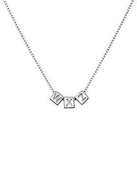 钛钢不掉色方块字母DIY项链