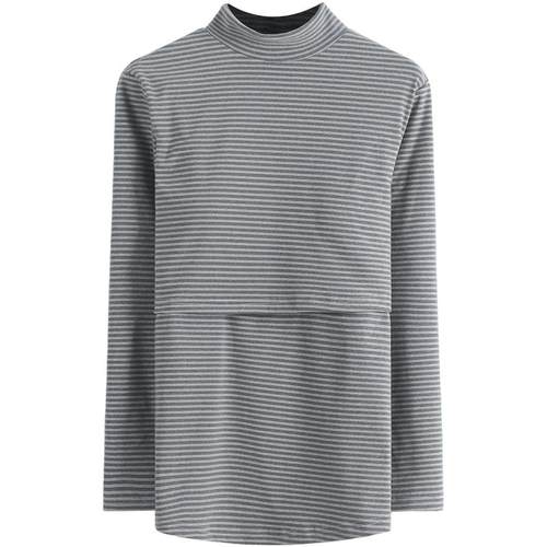 半高领产后喂奶上衣哺乳秋衣怀孕期打底衫自带胸垫孕妇长袖睡衣冬