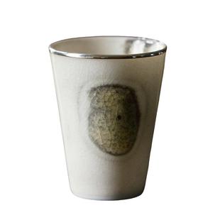 觅白柴窑包银直身杯落灰工夫品茗杯复古主人杯中式裸烧单杯手工瓷