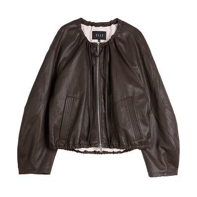 ELLE法式短款美拉德皮衣