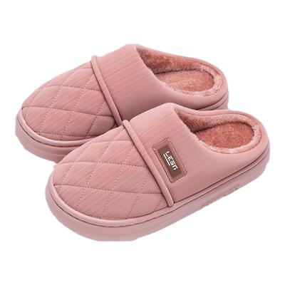 女士厚底棉拖PU皮易打理