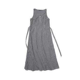 CycleDocument半开领设计/可调节系带/黑白格纹吊带背心连衣裙女