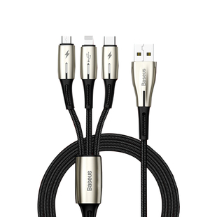 倍思数据线三合一手机充电线器1.2米一拖三快充三头适用苹果安卓车载3 in 1 USB C Cable 3.5A Charger Cable