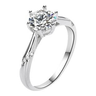 右手等待通凌六爪1克拉莫桑石钻戒S925纯银轻奢高级感闭口戒指女