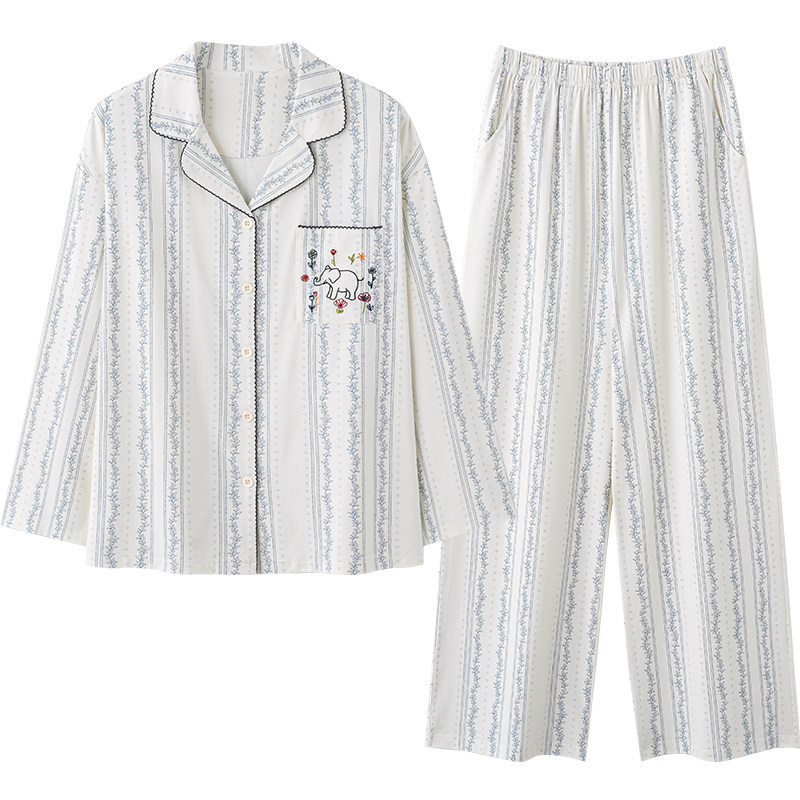 马克公主韩系文艺小象刺绣家居服