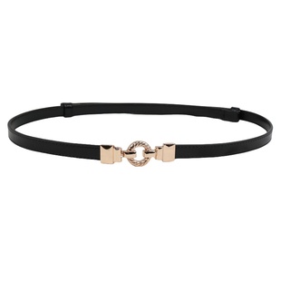 纯牛皮女士细腰带真皮金色扣头配裙子百搭连衣裙装饰收腰小皮带女