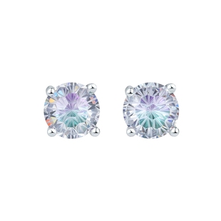 周六福耳钉女S925银几何炫彩耳饰高级感甜美时尚送女友本命年礼物