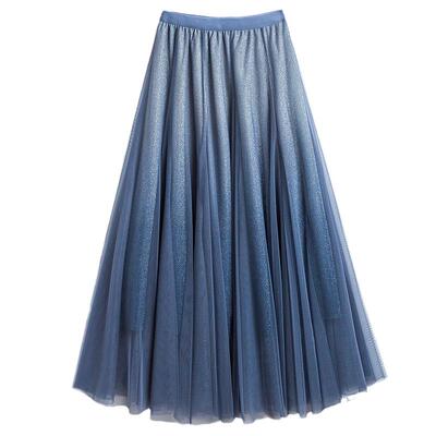 870510米渐变亮丝网纱大摆裙