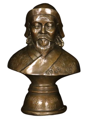 成吉思汗铜摆件纯铜铁木真半身像客厅办公室民族风装饰金属工艺品