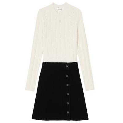 SANDRO优雅黑白针织短款连衣裙