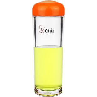 希诺塑料杯水杯学生可爱随手杯子男女士透明耐热防摔便携隔热茶杯