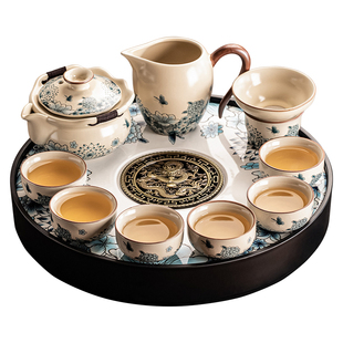 瓷牌茗汝窑盖碗茶壶功夫茶具套装家用高档陶瓷泡茶器茶杯茶盘整套