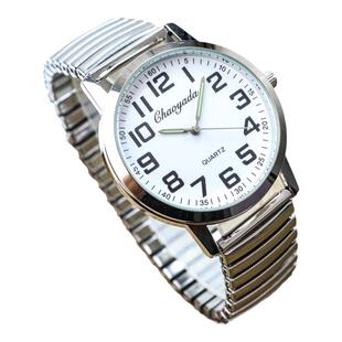 清晰大数字看时间老人表中老年人防水弹簧伸缩带手表送父母石英表