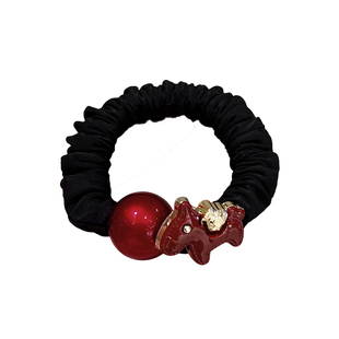 卡通生肖马珠子发圈女红色本命年新年头绳无痕发绳扎头发皮筋发饰