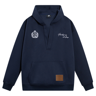 404MOB美式刺绣大V领设计连帽卫衣秋冬新款休闲宽松情侣上衣外套