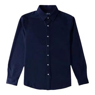 德鲨秋冬款针织长袖衬衫男时尚纯色休闲上衣男装商务衬衣