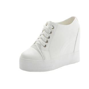 2026春厚底松糕内增高跟女单鞋休闲百搭11CM黑色运动鞋韩版小白鞋