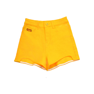 哟酷酷（拒热）春夏季不规则圆弧热裤修身显瘦百搭刺绣牛仔短裤女