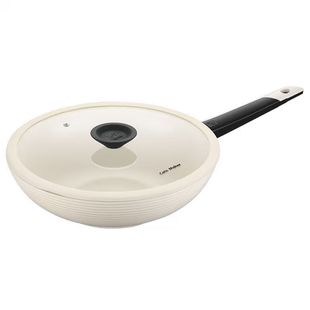 卡特马克白玉兰炒锅钛陶瓷不粘锅家用炒菜锅平底锅电磁炉燃气灶