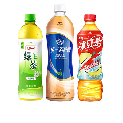 统一阿萨姆奶茶冰红茶500ml经典原味绿茶饮料批发凉茶茉莉瓶装