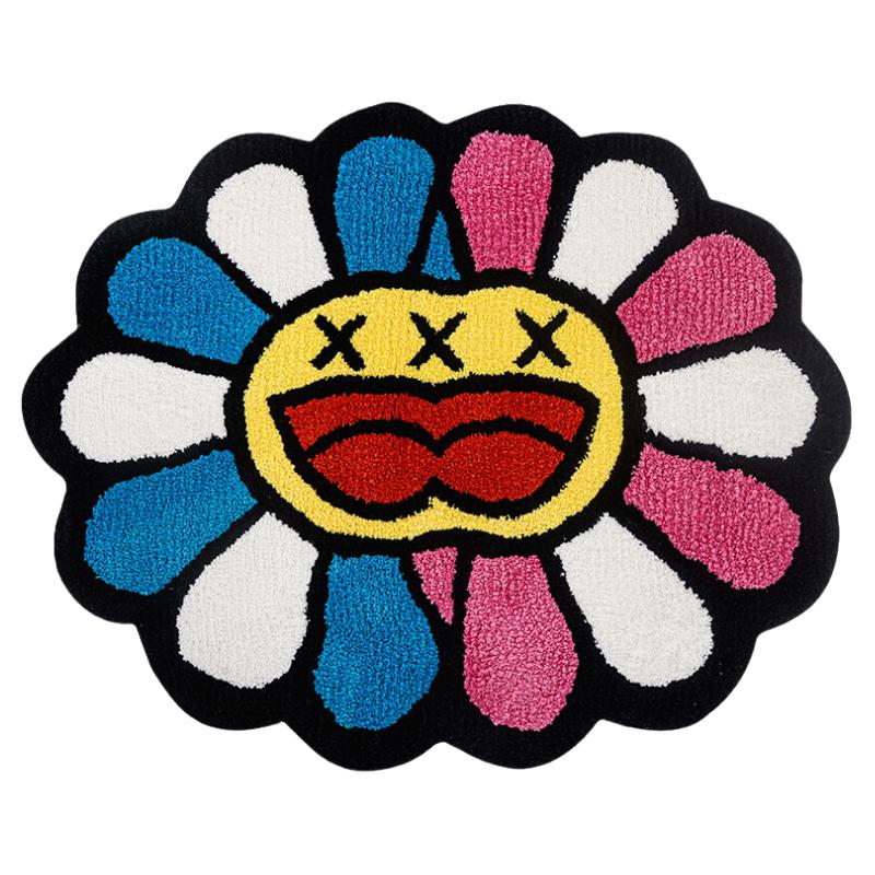 恶搞鬼脸太阳花植绒地毯吸水防滑