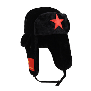雷锋帽男冬季保暖儿童棉帽子防寒加厚东北骑车红五角星火车头帽女