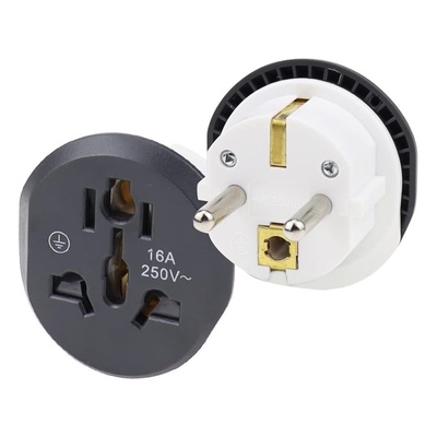 德标转换头欧式旅游插头欧规多功能插座法韩国俄罗斯圆脚插头全铜