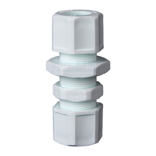 PPH隔板接头卡套接头穿板直通水龙头PP穿墙由令接头气管连接件