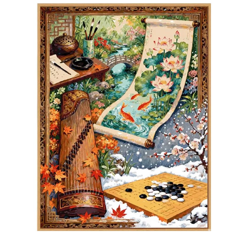琴棋书画钻石画方钻满钻十字绣