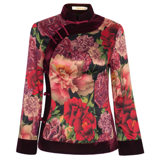 华族经典秋冬季旗袍2025新款长袖上衣改良时尚修身淑女唐装上衣女