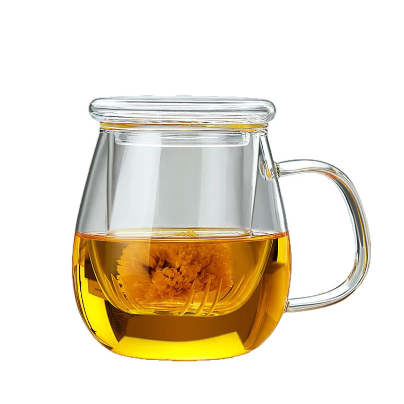 加厚耐热玻璃杯水杯子办公室女带盖花茶杯带把过滤茶水分离泡茶杯