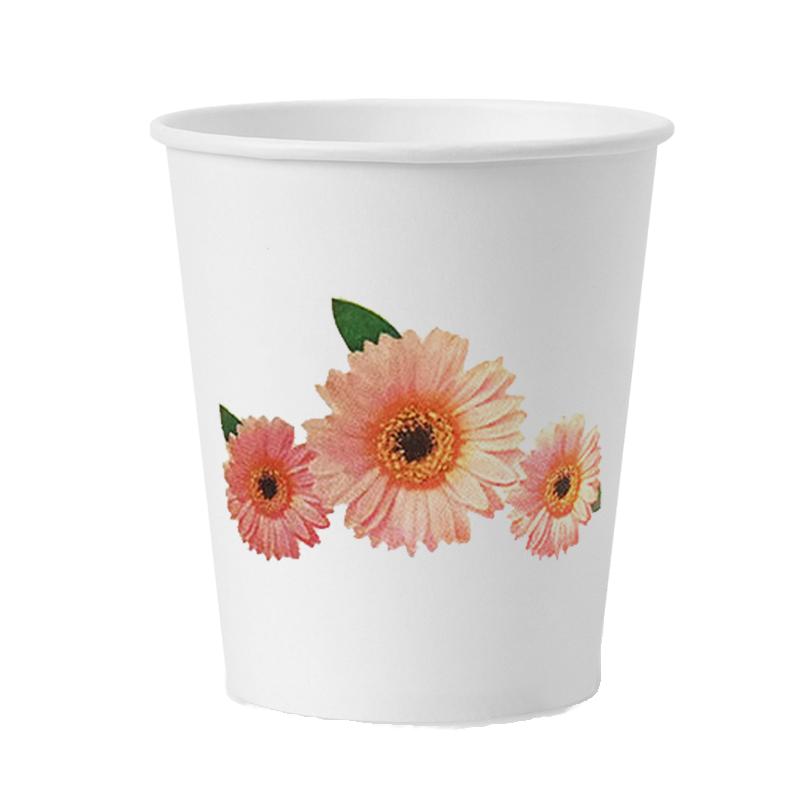 家用草花纸杯一次性纸杯商务杯加厚家用纸杯水杯可乐豆浆杯包邮