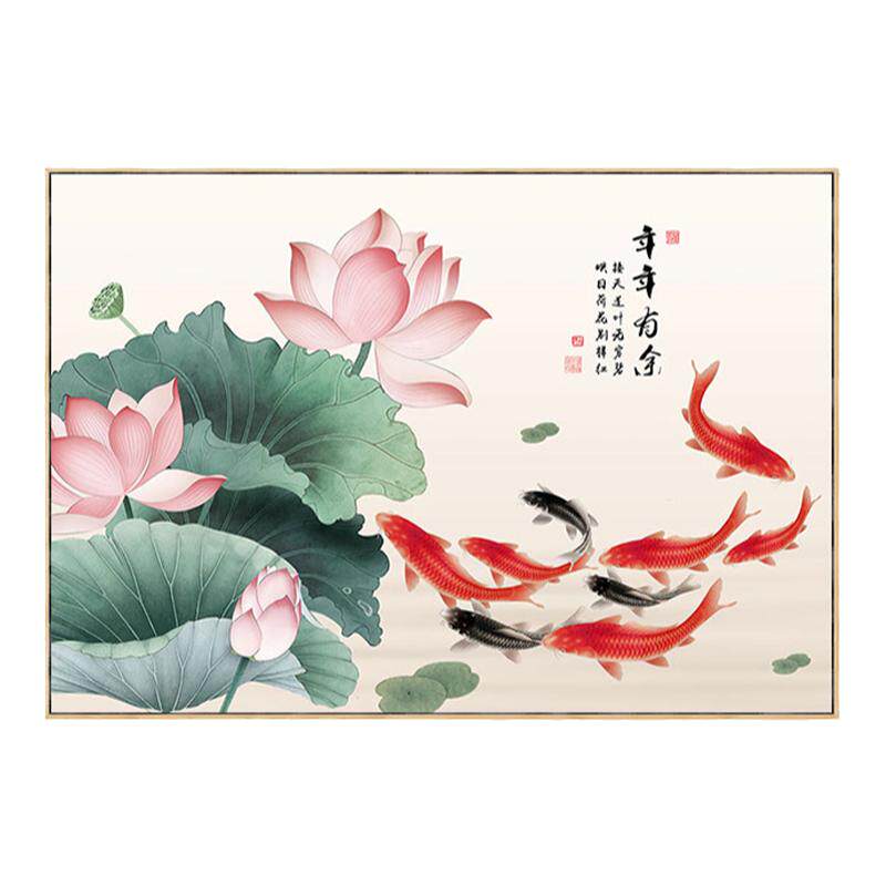 新中式荷花餐厅装饰画