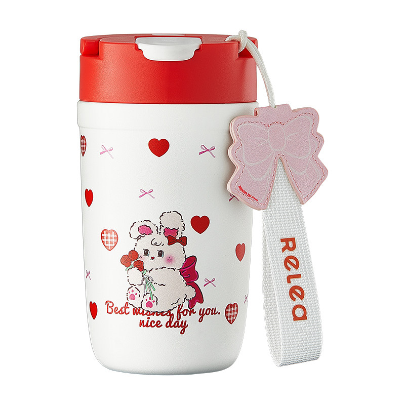 物生物保温杯陶瓷内胆咖啡杯子男学生2025新款高颜值女生吸管水杯