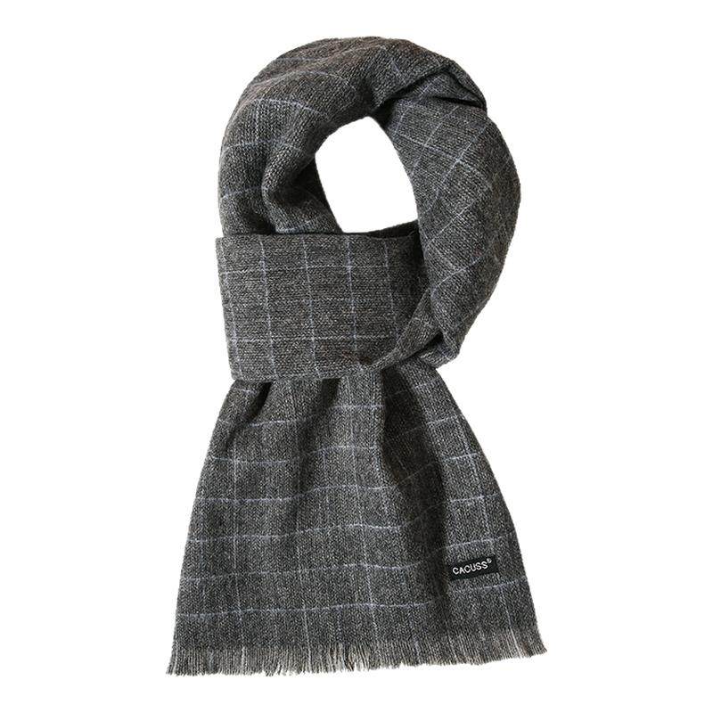 CACUSS冬季新款纯羊毛围巾男士